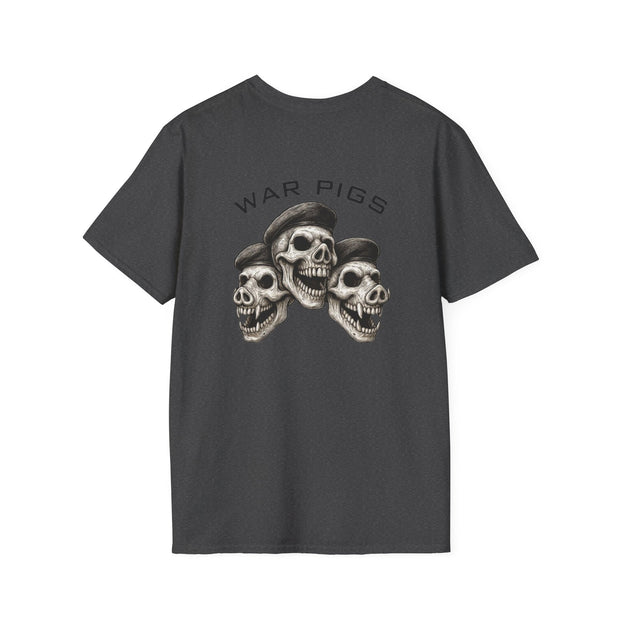 PigWars Tee Heavy Cotton Tee – Three Skulls. One Mission. No Mercy UNISEX