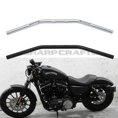 Chrome 1" Drag Bar Handlebar Dimpled – For Harley Sportster XL883/XL1200, Dyna, Softail, Fat Bob – Retro Motorcycle Bar by Sharp Crafts