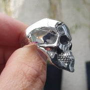 Chrome Skull Biker Ring – Heavy Metal Gothic Punk Jewelry for Men | Low Riders MC Edition