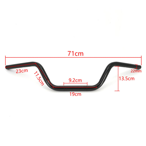 Retro 7/8" 22mm Motorcycle Handlebar – Vintage High-Rise Bar for Chopper, Cruiser, Bobber, Low-Riders MC – Black & Chrome Options