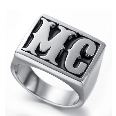 MC Letters Ring – Bold Zinc Alloy Biker Ring for Men | Low Riders MC Exclusive