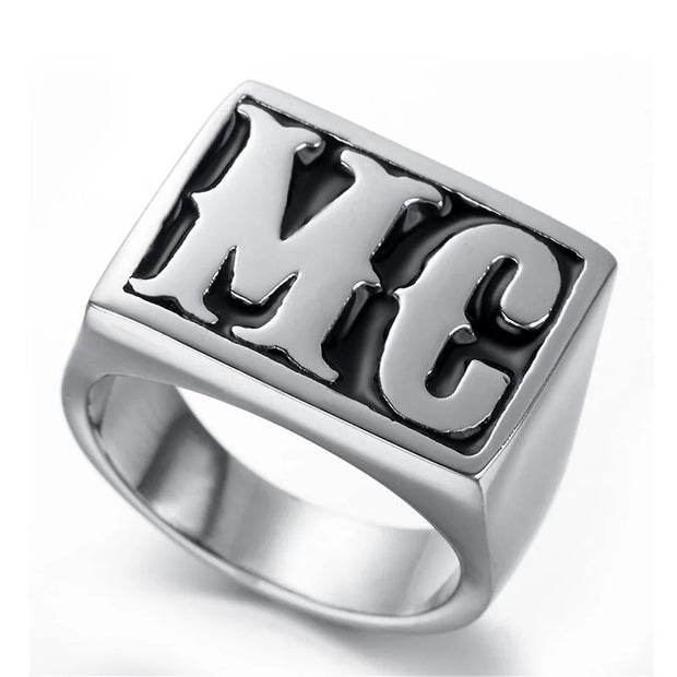 MC Letters Ring – Bold Zinc Alloy Biker Ring for Men | Low Riders MC Exclusive