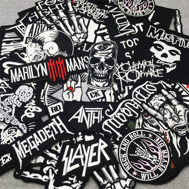 Heavy Metal Band Patches – Punk Rock Iron-On Appliques for Jackets, Vests, Denim (V)