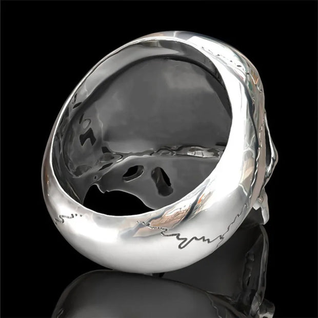 Chrome Skull Biker Ring – Heavy Metal Gothic Punk Jewelry for Men | Low Riders MC Edition