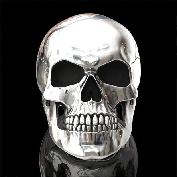 Chrome Skull Biker Ring – Heavy Metal Gothic Punk Jewelry for Men | Low Riders MC Edition
