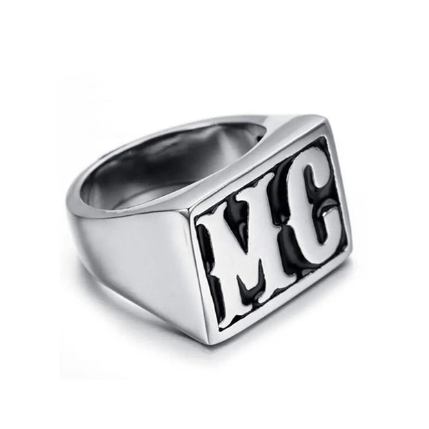 MC Letters Ring – Bold Zinc Alloy Biker Ring for Men | Low Riders MC Exclusive