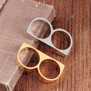 Double Barrel Statement Ring – Stainless Steel Punk Biker Jewelry