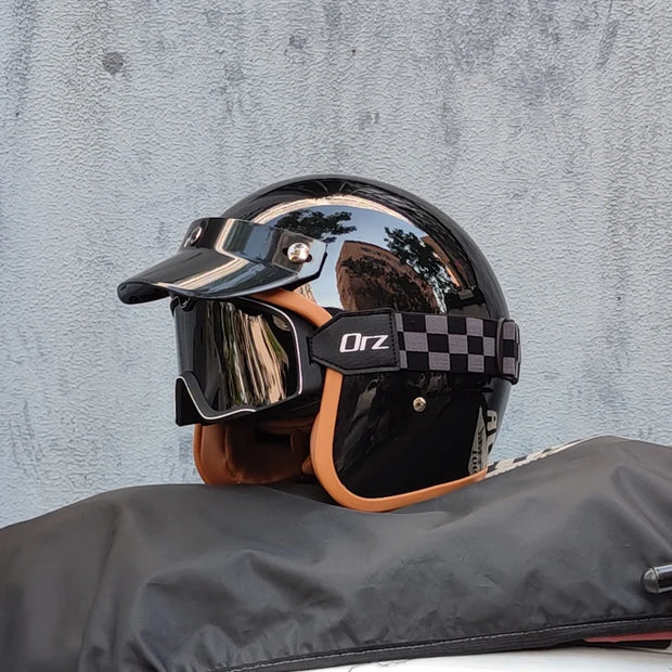 Retro-Style Motorcycle Half Helmet