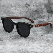 Vintage Biker-Style Sunglasses | UV400 Retro Rider Shades with Wood-Texture Arms