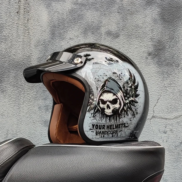 Retro-Style Motorcycle Half Helmet