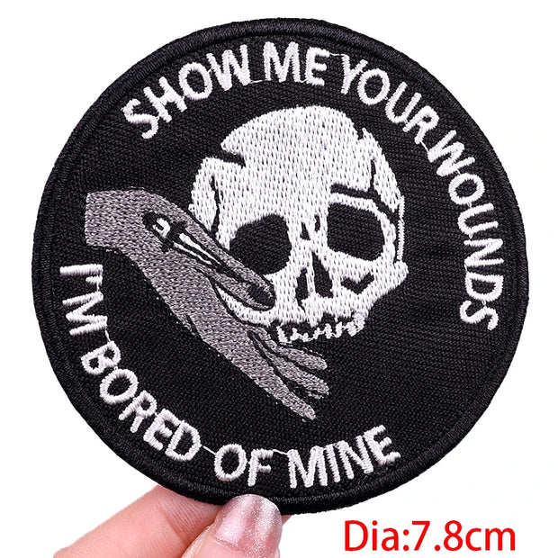 "Ride Hard" Embroidered Biker Patch Set – Iron-On Motorcycle Badges for Jackets, Vests & Gearheads