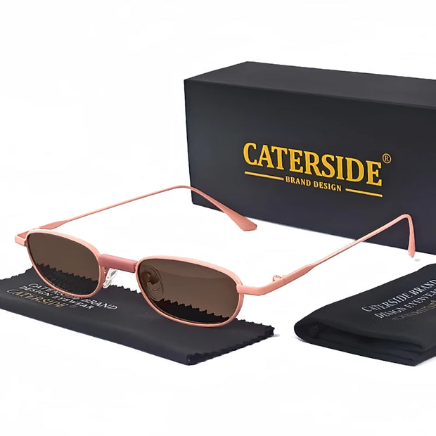 CaterSide Slim Oval Punk Sunglasses – UV400 Polarized Eyewear for Riders