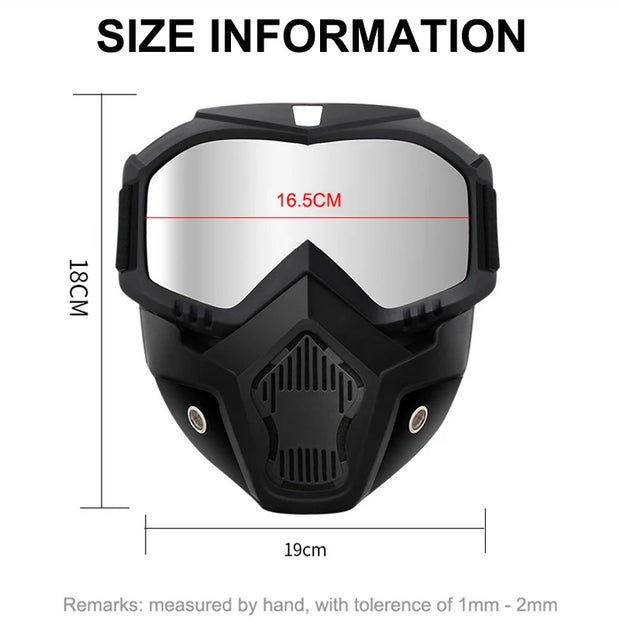 Full Face Motorcycle Goggle Mask – Anti-Fog Dustproof Riding Goggles with Removable Face Shield