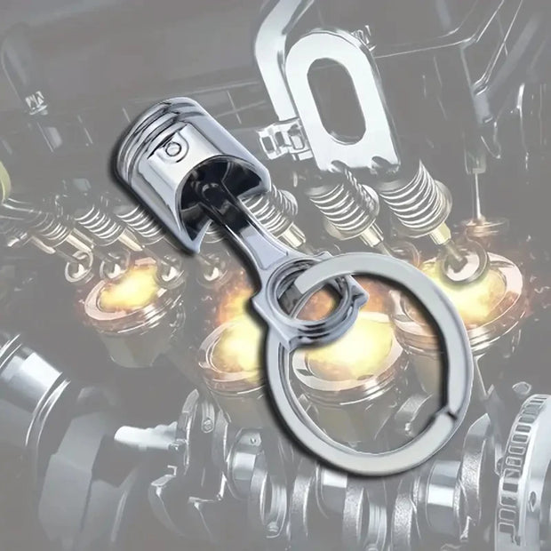 Metal Engine Piston Keychain – Motorcycle & Car Accessory Pendant – Zinc Alloy – Creative Auto Gift