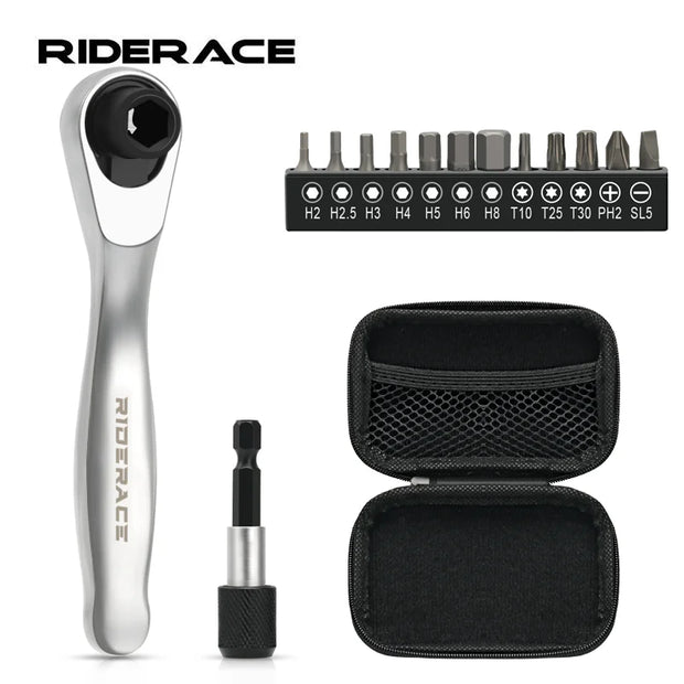 RIDERRACE 12-in-1 Ratchet Screwdriver Set with Allen Key and Bit Heads