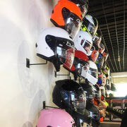 Wall-Mount Motorcycle Helmet Rack – Black Steel Holder for Hats, Helmets, Coats