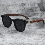 Vintage Biker-Style Sunglasses | UV400 Retro Rider Shades with Wood-Texture Arms