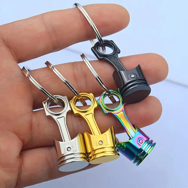 Metal Engine Piston Keychain – Motorcycle & Car Accessory Pendant – Zinc Alloy – Creative Auto Gift