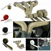 5M Fiberglass Exhaust Wrap Heat Shield Tape – Motorcycle Thermal Header Pipe Insulation with Stainless Steel Ties