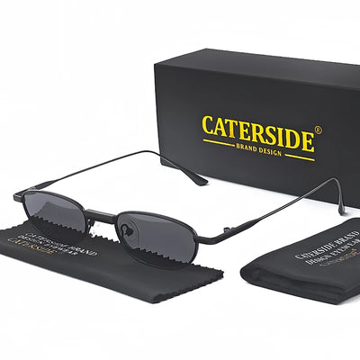 CaterSide Slim Oval Punk Sunglasses – UV400 Polarized Eyewear for Riders