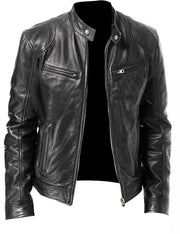 2025 PU Leather Biker Jacket for Men – European Fit Motorcycle Coat | Autumn/Winter Streetwear | Punk Outlaw Low-Riders MC Style