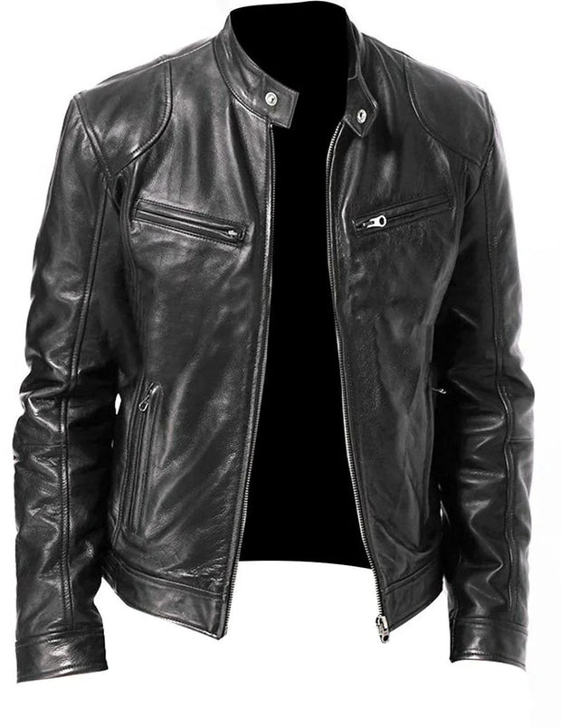 2025 PU Leather Biker Jacket for Men – European Fit Motorcycle Coat | Autumn/Winter Streetwear | Punk Outlaw Low-Riders MC Style