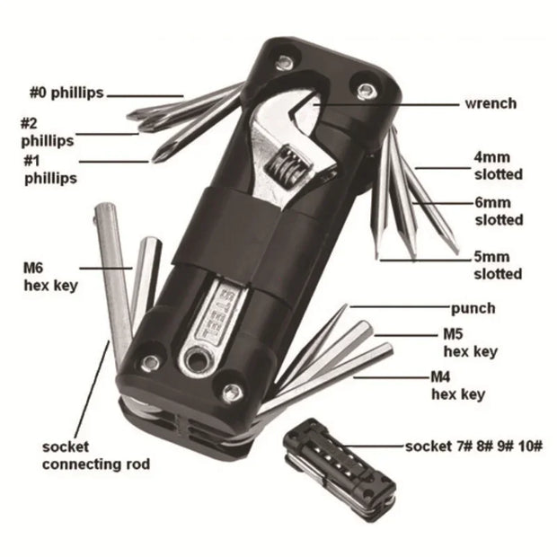 Pocket Wrench – 17-in-1 Multifunction Motorcycle Repair Tool for Riders & Road Warriors