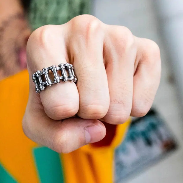 Vintage Motorcycle Chain Ring – Industrial Biker Style for Men & Women | Low Riders MC Collection