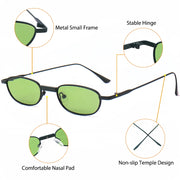 CaterSide Slim Oval Punk Sunglasses – UV400 Polarized Eyewear for Riders