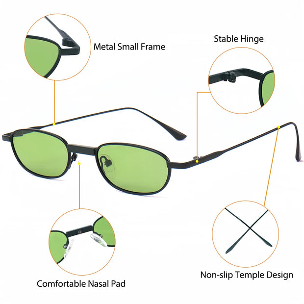 CaterSide Slim Oval Punk Sunglasses – UV400 Polarized Eyewear for Riders
