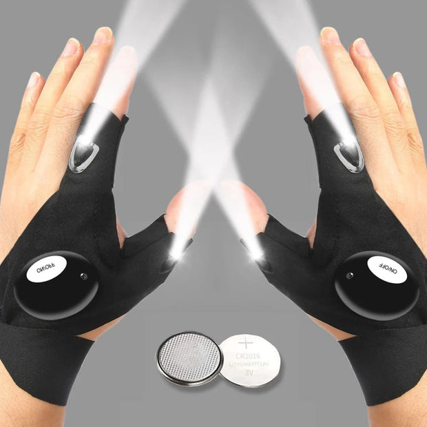 LED Flashlight Gloves – Waterproof Fingerless Gloves for Night Work, Engineering and more