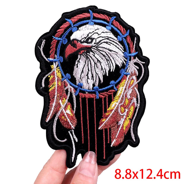 "Ride Hard" Embroidered Biker Patch Set – Iron-On Motorcycle Badges for Jackets, Vests & Gearheads