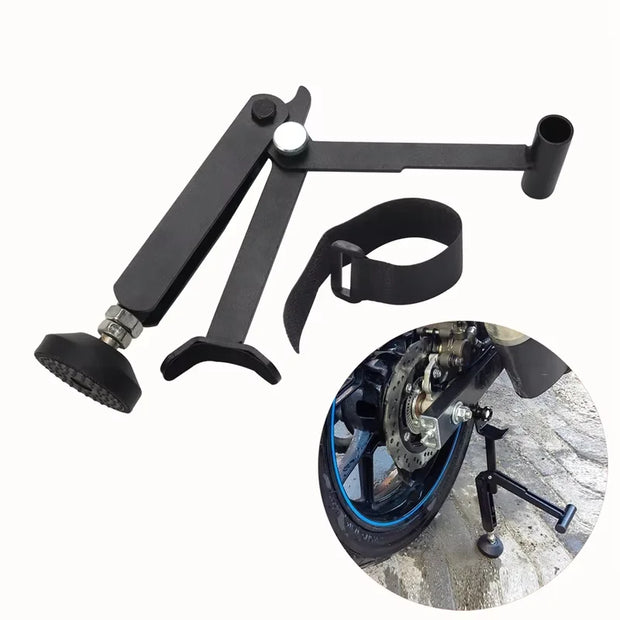 Foldable Heavy-Duty Motorcycle Lift Stand – Adjustable Carbon Steel Frame with Armrest Support