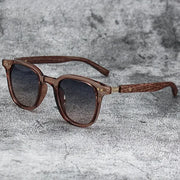 Vintage Biker-Style Sunglasses | UV400 Retro Rider Shades with Wood-Texture Arms