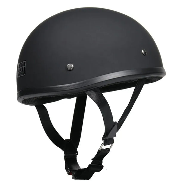 Low Riders MC Retro Half Helmet – Matte Black Cruiser Shell