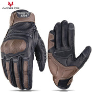 ALPINES FOX Vintage Leather Motorcycle Gloves