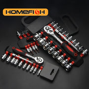 Chrome Socket Wrench Set – 12pc Heavy-Duty Repair Kit for Motorcycles, Cars, Boats & More