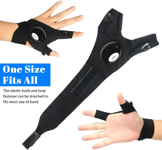 LED Flashlight Gloves – Waterproof Fingerless Gloves for Night Work, Engineering and more