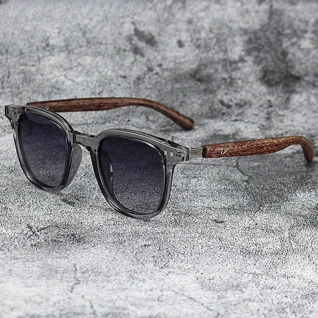 Vintage Biker-Style Sunglasses | UV400 Retro Rider Shades with Wood-Texture Arms
