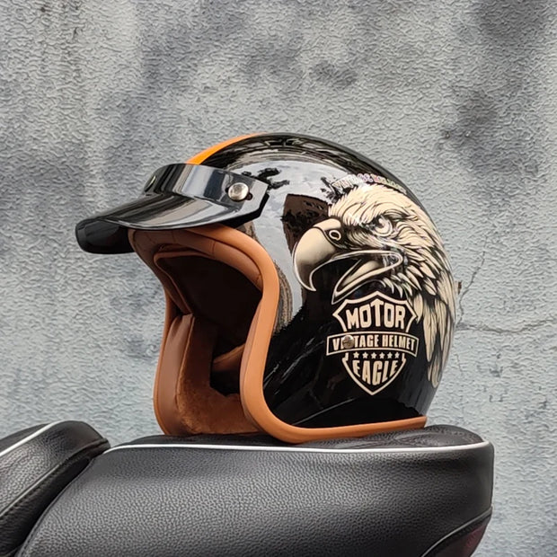 Retro-Style Motorcycle Half Helmet