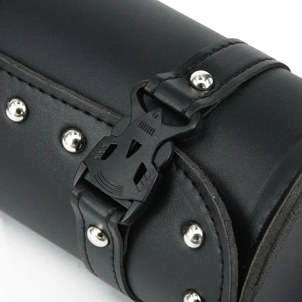 Motorcycle Fork Bag – PU Leather Saddlebag Tool Roll Storage Pouch