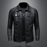 Men's PU Leather Motorcycle Jacket – Slim Fit, Waterproof, Thick/Thin Lined, Biker Style with Turn-Down Collar