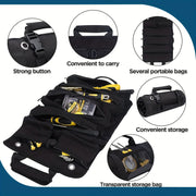 Heavy-Duty Roll-Up Tool Bag Organizer – 6 Detachable Pouches – Built for the Road