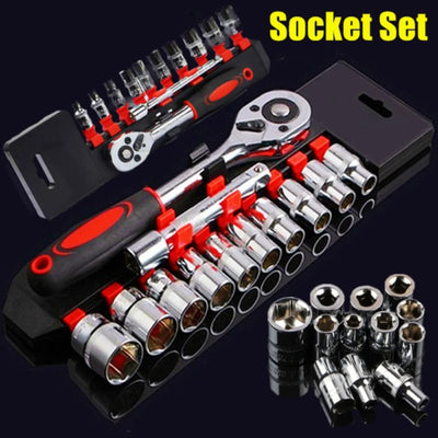 Chrome Socket Wrench Set – 12pc Heavy-Duty Repair Kit for Motorcycles, Cars, Boats & More