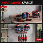 Motorcycle Helmet Wall Mount Wooden Shelf