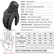 ALPINES FOX Vintage Leather Motorcycle Gloves