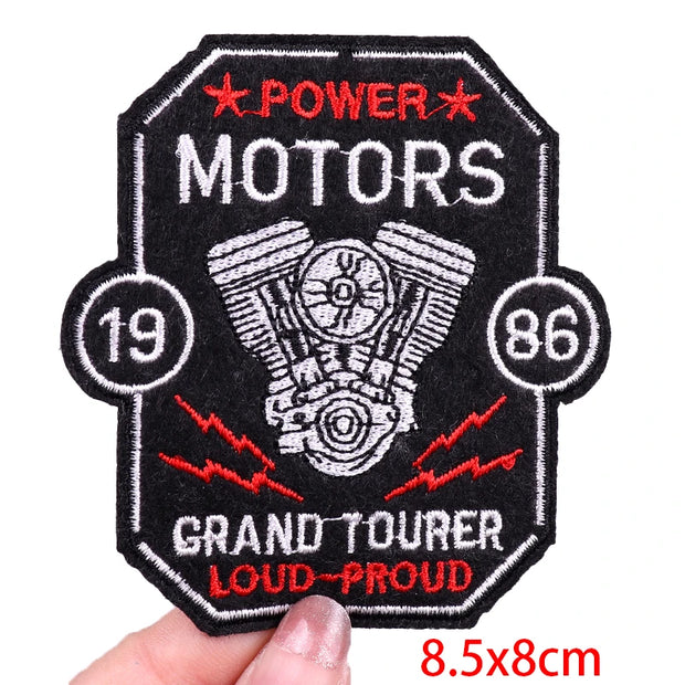 "Ride Hard" Embroidered Biker Patch Set – Iron-On Motorcycle Badges for Jackets, Vests & Gearheads
