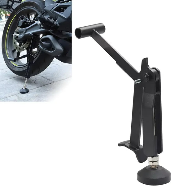 Foldable Heavy-Duty Motorcycle Lift Stand – Adjustable Carbon Steel Frame with Armrest Support