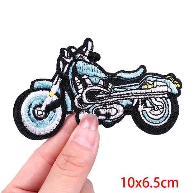 "Ride Hard" Embroidered Biker Patch Set – Iron-On Motorcycle Badges for Jackets, Vests & Gearheads