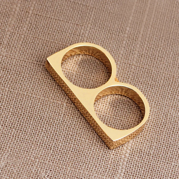 Double Barrel Statement Ring – Stainless Steel Punk Biker Jewelry